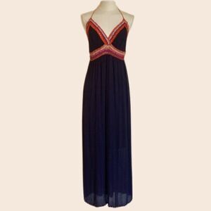 Indigo Rein Navy Blue Boho Maxi Summer Dress Size Medium